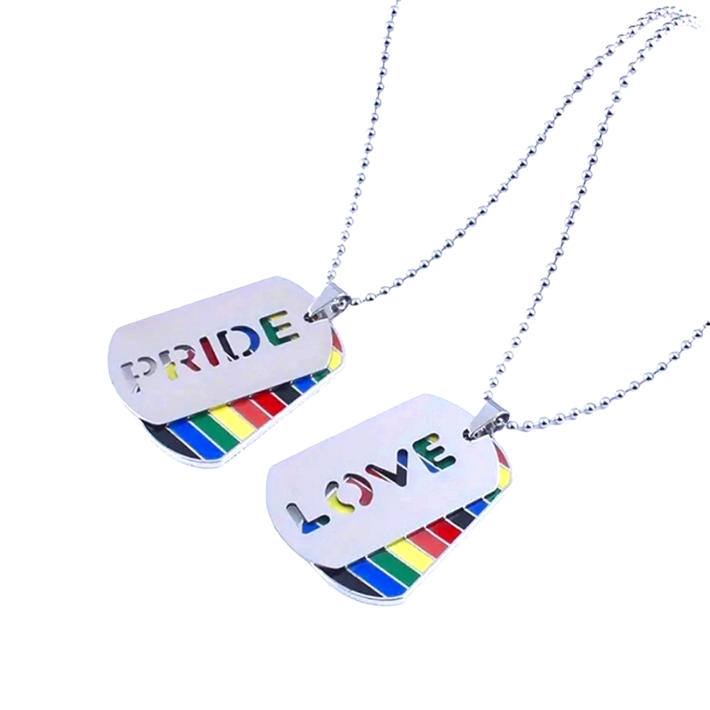 Rainbow Pendant Dog Tag Style Pride/Love Necklace (Sold Individually)
